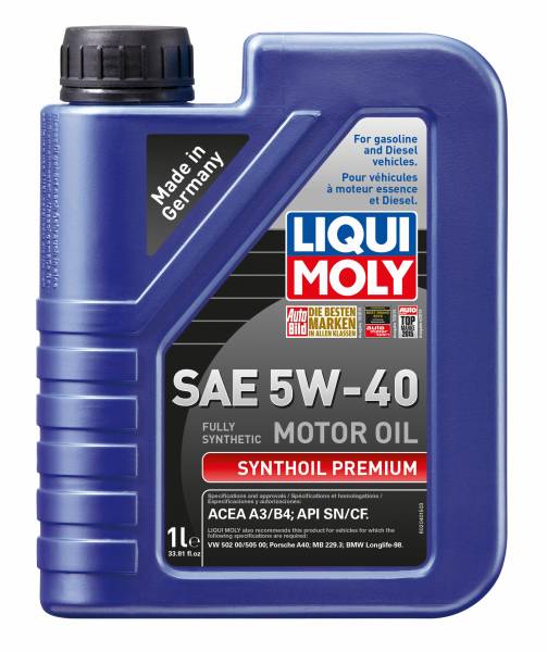 LiquiMoly 5W40 Synthetic Motor Oil 1 liter.